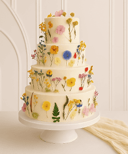 Свадебный торт с прессованными цветами