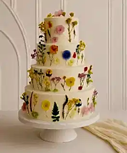 Свадебный торт с прессованными цветами