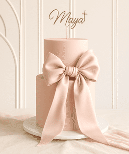 Свадебный торт с бантом из ткани