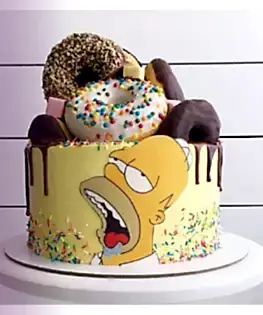 Торт с Гомером Симпсоном и пончиками