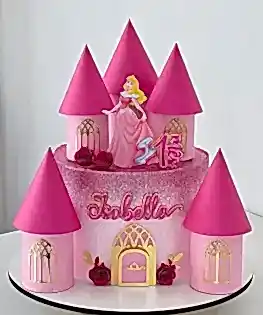 Торт в форме розового замка принцессы