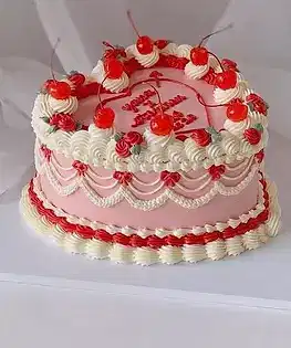 Торт в стиле Ламбет (розовый, белый, красный)