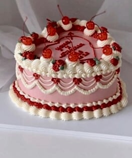 Торт в стиле Ламбет (розовый, белый, красный)