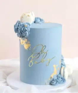 Свадебный голубой торт в один ярус