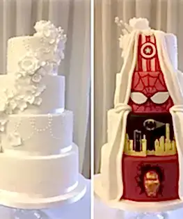 Двухсторонний свадебный торт с мастичной лепкой