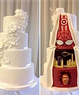 Двухсторонний свадебный торт с мастичной лепкой