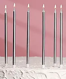 Свечи для торта №17 (серебро высокие)