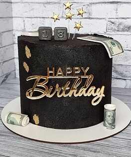 Торт мужской черный с валютой