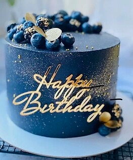 Торт синий с золотыми брызгами