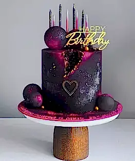 Черно-розовый торт с шоколадными шарами