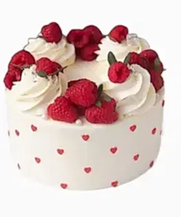 Торт с сердечками и малиной