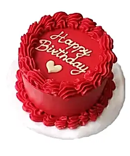 Яркий красный торт в стиле Ламбет Happy Birthday