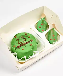 Набор десертов на 23 февраля Бенто-торт + эскимо