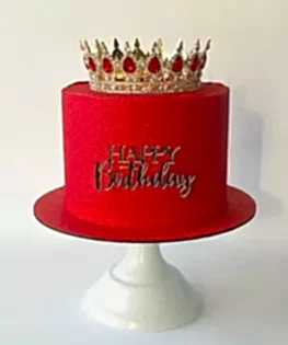 Торт блестящий с короной в красном цвете