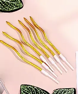 Свечи для торта волнистые золотые высокие