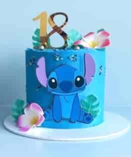 Торт Лило и Стич с цифрой и цветами