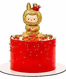 Торт Labubu красный с фигуркой