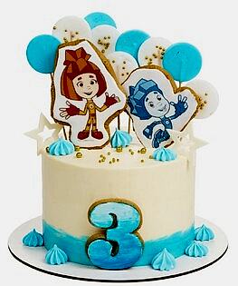 Торт Фиксики яркий с пряниками