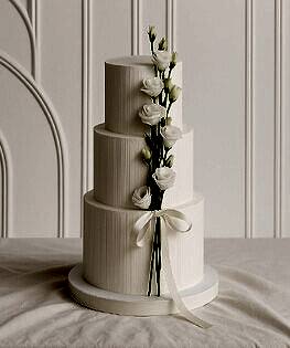 Свадебный торт в три яруса с живыми цветами