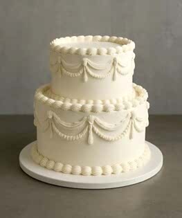 Свадебный торт в стиле ламбет в два яруса
