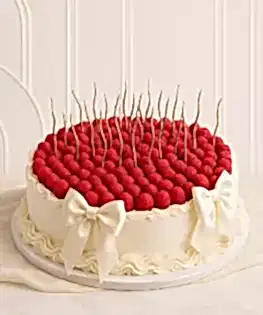Одноярусный круглый свадебный торт с ягодами в стиле Ламбет